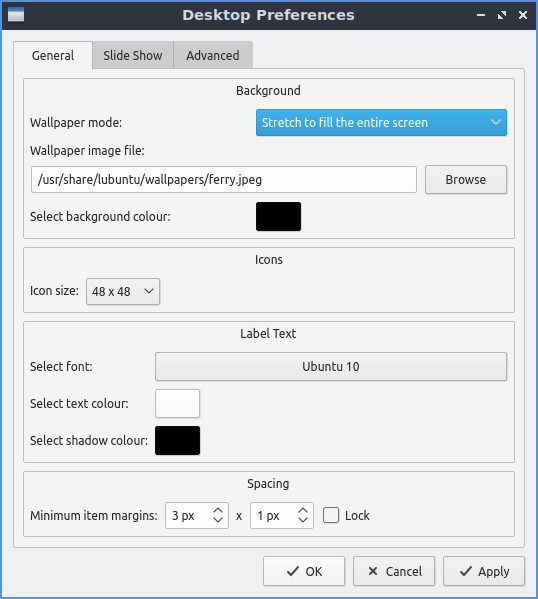 Select your wallpaper in Lubuntu