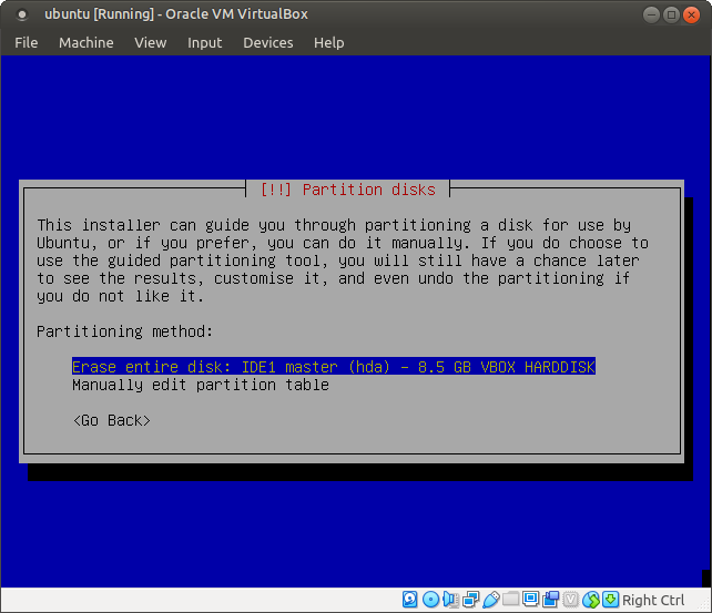 Ubuntu 4.10, Warty Warthog, setup partition disks