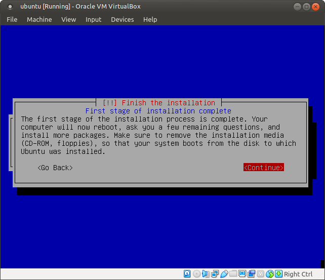 Ubuntu 4.10, Warty Warthog, setup finish the installation