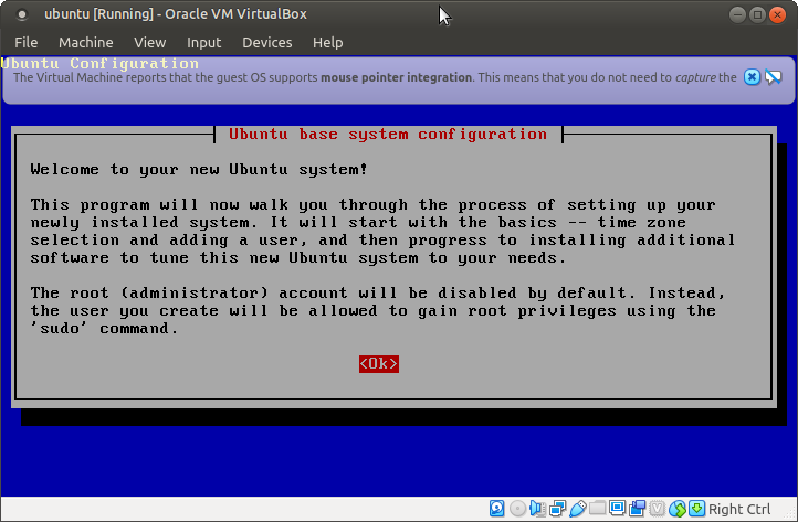 Ubuntu 4.10, Warty Warthog, setup Welcome to your new Ubuntu System