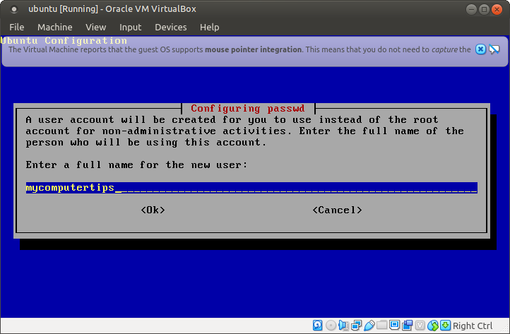 Ubuntu 4.10, Warty Warthog, setup configuring your password