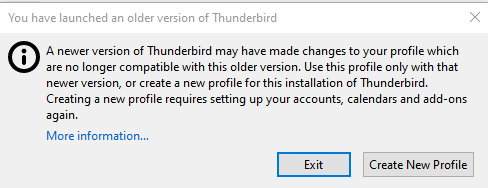 Thunderbird profile error message