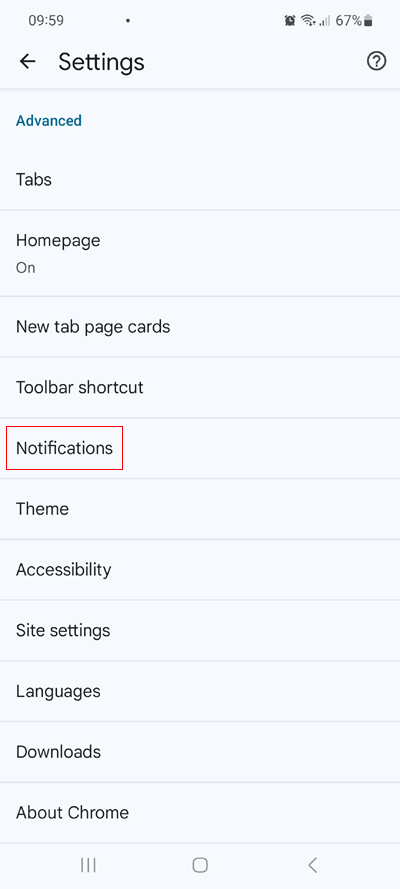 Click on notifications