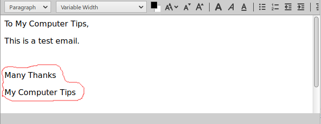 Thunderbird with paragraph spacing enabled
