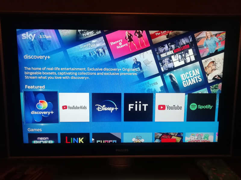 SKY Q, showing range of APPS