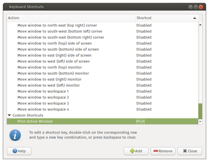 Default keybinding now disabled