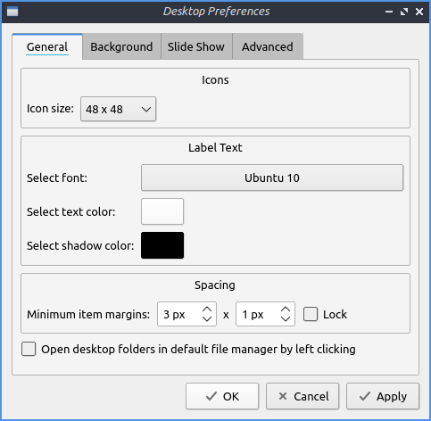 Desktop Preferences Window