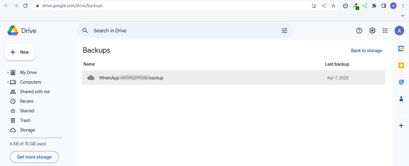 WhatsApp backup Google Drive