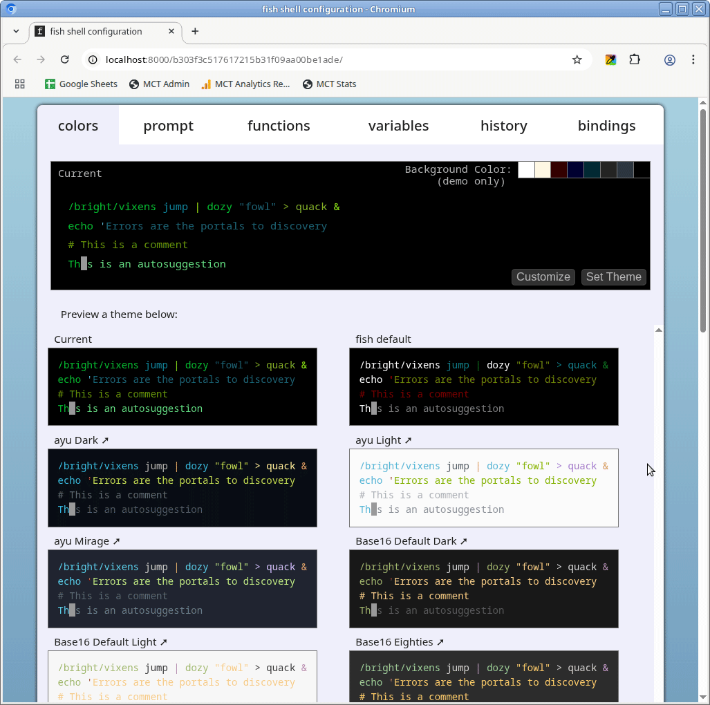 fish config window