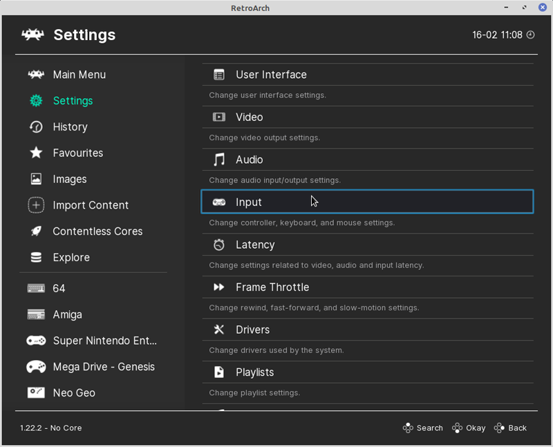 Menu Settings > Input