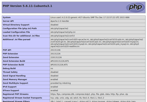 PHP Information file